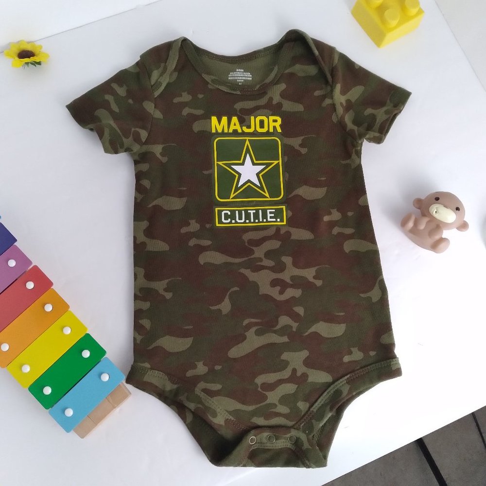 Army Onsie (Unisex Baby) Major Cutie, 24mo., Green Camouflage,